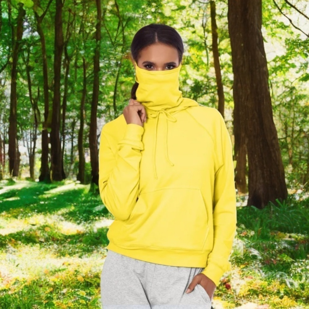 BAM Betsy & Adam Yellow Hoodie with Detachable Mask Lightweight Soft Breathable